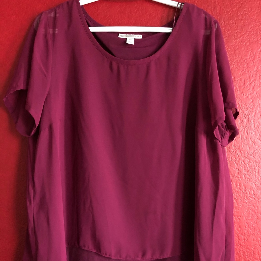 purple sheer blouse w/ built in tank liner